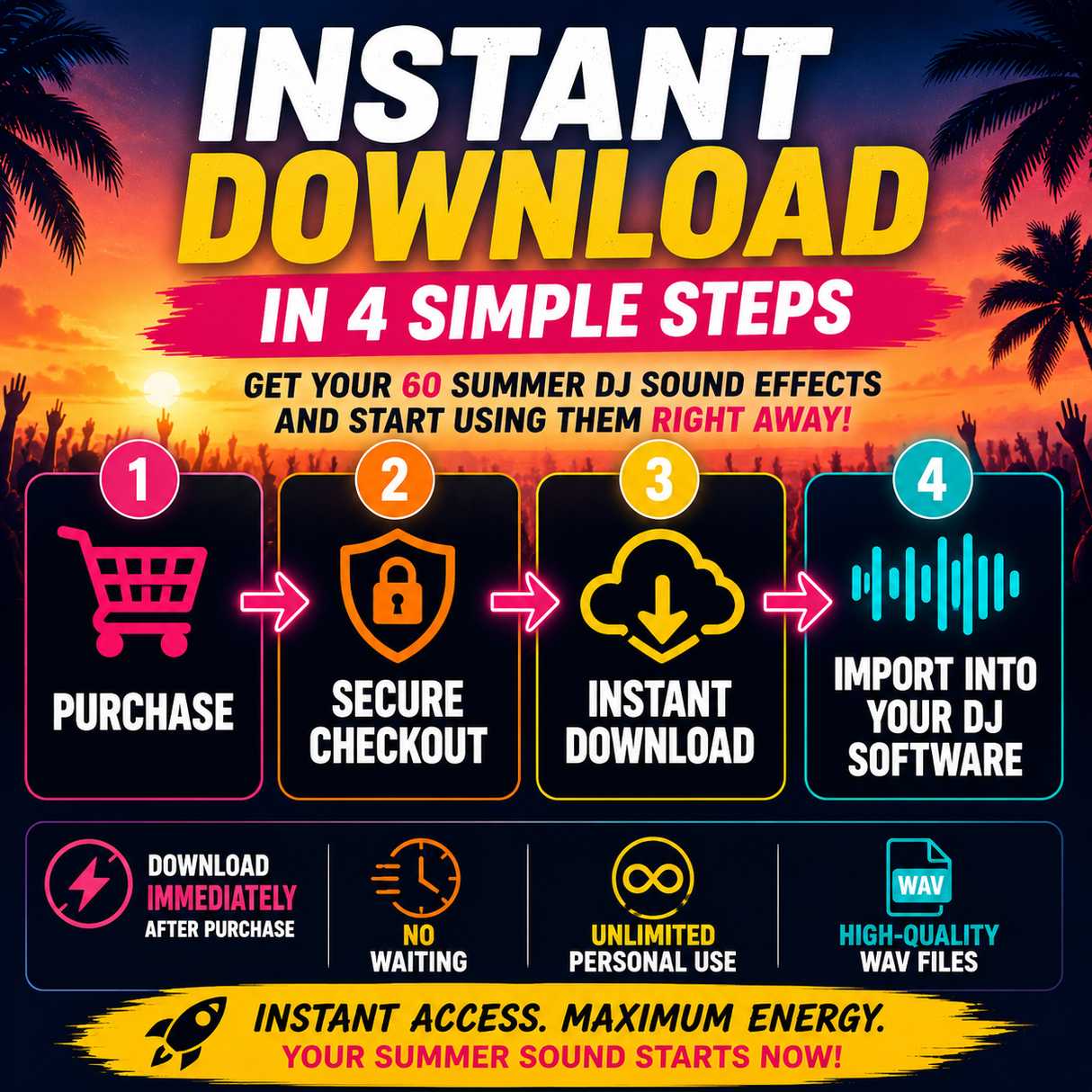 SUMMER DJ SOUND EFFECTS Pack - 60 Effects - INSTANT DOWNLOAD