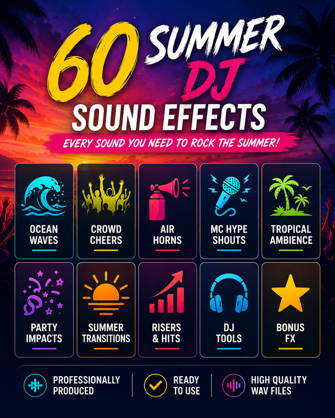 SUMMER DJ SOUND EFFECTS Pack - 60 Effects - INSTANT DOWNLOAD